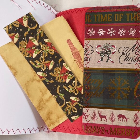 Christmas Junk Journal Includes Charm u Washi  Fabric Wrap Tons Ephemera Handmad - Picture 16 of 16